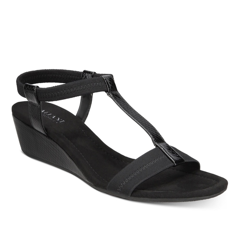 Alfani Voyager B2 Black Wedge Sandals